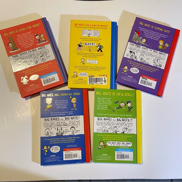 5 Big Nate books,Goes for Broke,Strikes Out,On a Roll, Flips Out.GUC see notes - Picture 2 of 13